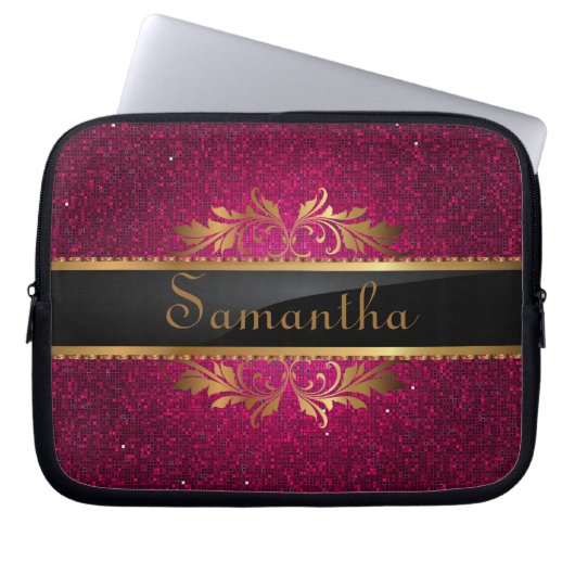 Rosa Glitzersequin-Discoglitz-schützender Fall Laptopschutzhülle (Vorderseite)