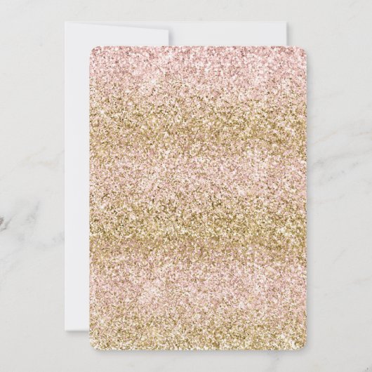 Rosa Glitzy Girly Sparkus Glitzer Ombre Einladung (Rückseite)