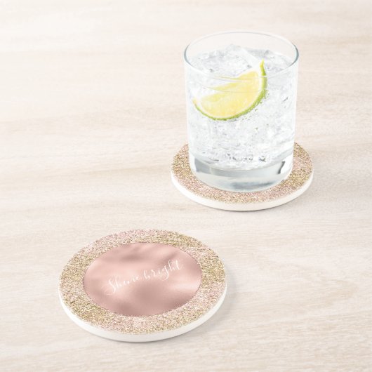 Rosa Glitzy Girly Sparkus Glitzer Ombre Getränkeuntersetzer (Seite)