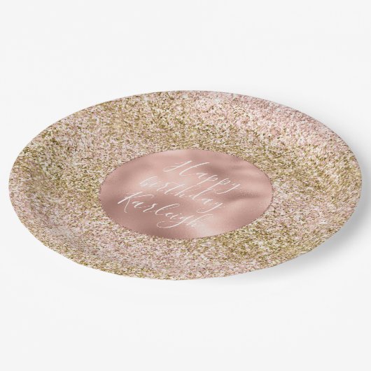 Rosa Glitzy Girly Sparkus Glitzer Ombre Pappteller (Schrägansicht)