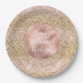 Rosa Glitzy Girly Sparkus Glitzer Ombre Pappteller (Vorderseite)