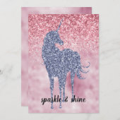 Rosa Glitzy Glitzer Lila Einhorn (Vorne/Hinten)