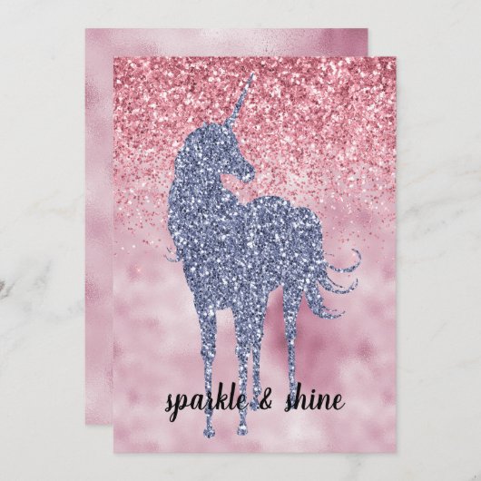 Rosa Glitzy Glitzer Lila Einhorn (Vorne/Hinten)