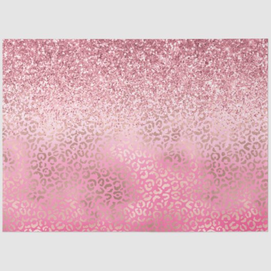 Rosa Glitzy Glitzer Ombre Leopard Print Seidenpapier (Vorderseite)