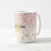 Rosa Glitzy Glitzer Unicorn Kaffeetasse (VorderseiteRechts)