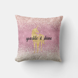 Rosa Glitzy Glitzer Unicorn Kissen