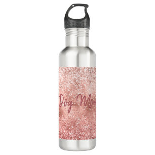 Rosa Glitzy Sparkle Glitzer Hund Mama Edelstahlflasche