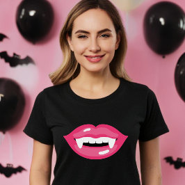 Rosa Glossen-Vampirlippen Fangs Maul T-Shirt