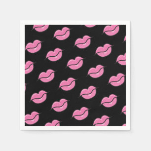 Rosa Glossy-Lippen Schönheits-Make-up Geburtstagsf Serviette