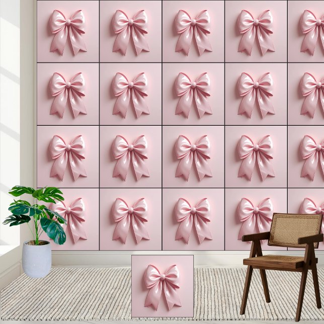 Rosa Glossy Ribbon Bow Ästhetik - Peeling und Stic Tapete (Von Creator hochgeladen)