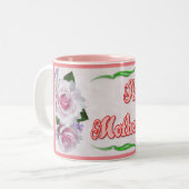 Rosa-glückliche Mutter-Tag-Tasse Zweifarbige Tasse (Vorderseite Links)