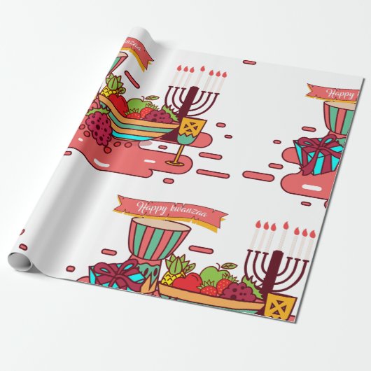 Rosa glücklicher Kwanzaa Geschenkpapier (Ungerollt)