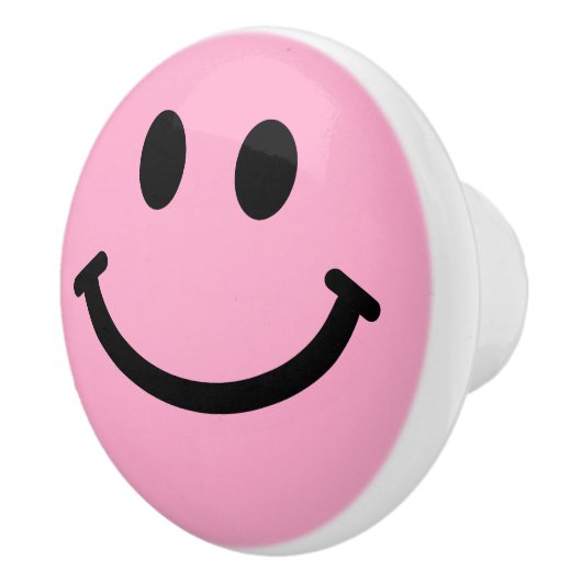 Rosa glückliches Gesicht Keramikknauf (Rechts)