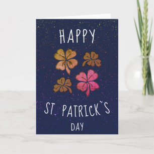 Rosa Glücksklee Kleeblatt Frohen St. Patrick`s Tag Feiertagskarte