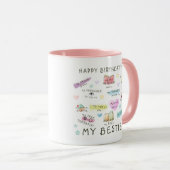 Rosa Glückwunsch zum Geburtstag zu meinen Bestie Tasse (VorderseiteRechts)
