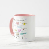 Rosa Glückwunsch zum Geburtstag zu meinen Bestie Tasse (Vorderseite Links)