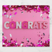 Rosa "Glückwünsche" Schaumweinetikett (Einzelnes Label)