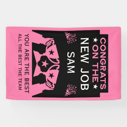 Rosa Glückwünsche zu der neuen Aufgabe Banner (Horizontal)