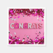 Rosa "Glückwunschs" Cocktail Napkins Serviette (Vorderseite)