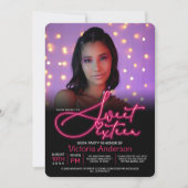 Rosa Glühen im dunklen Neon Party Foto Süß 16 Einladung (Vorderseite)