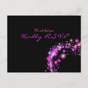 ROSA GLÜHENDE STERNE Schläger Mitzvah RSVP Karte