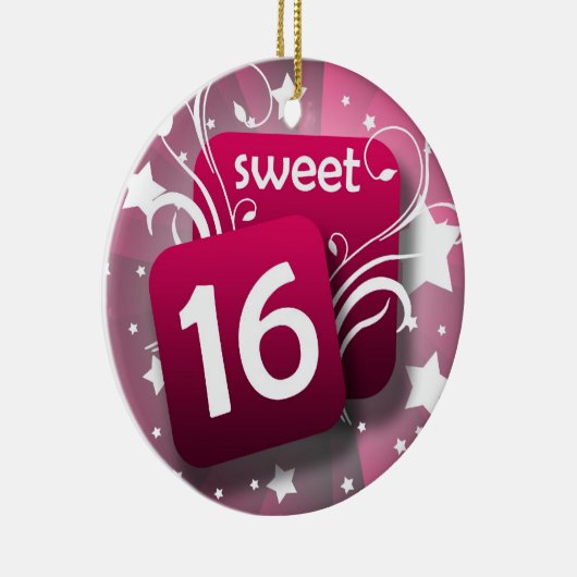 Rosa glühende Wirbel und Sterne Süß 16 Keramikornament (Rechts)