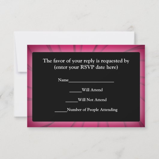 Rosa glühende Wirbel und Sterne Süß 16 RSVP Karte (Rückseite)