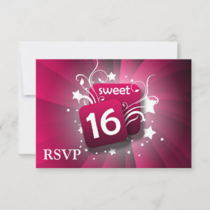 Rosa glühende Wirbel und Sterne Süß 16 RSVP Karte