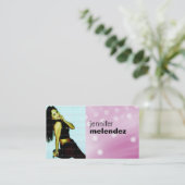 Rosa Glühenheadshot-Visitenkarte Visitenkarte (Stehend Vorderseite)