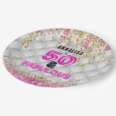 Rosa Gold 50 Fantastische 50. Geburtstag Pappteller (Schrägansicht)