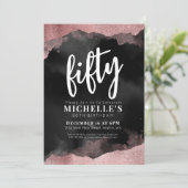 Rosa Gold 50. Geburtstag Einladung (Stehend Vorderseite)