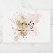 Rosa & Gold 70. Geburtstag Alkoholflaschenetikett (Einzelnes Label)