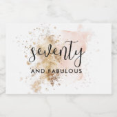 Rosa & Gold 70. Geburtstag Mini Sparkling Weinkell Schaumweinetikett (Einzelnes Label)