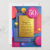 Rosa Gold abstraktes 50. Geburtstagsfeier Einladung (Vorderseite)