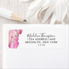 Rosa Gold Achat Geode Script Typografie Adresse