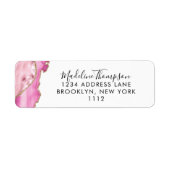 Rosa Gold Achat Geode Script Typografie Adresse (Vorne)