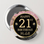 Rosa Gold Achat Glitter Geburtstagsabzeichen Button (Vorne & Hinten)