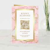 Rosa Gold Achat Marmor QR Code Hochzeit Einladung (Rückseite)
