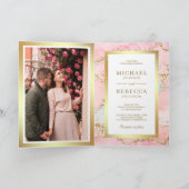Rosa Gold Achat Marmor QR Code Hochzeit Einladung (Innenseite)