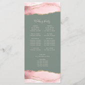 Rosa Gold Achat Salbei Grün Hochzeit Programm (Rückseite)