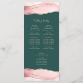 Rosa Gold Achat Smaragdgrüne Hochzeit Programm (Rückseite)