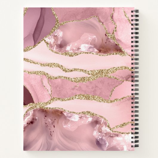 Rosa Gold Agate Geode Monogram Script Name Notizblock (Rückseite)