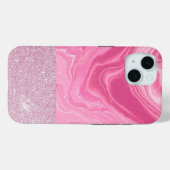 Rosa Gold Agate Glitzern Monogram Case-Mate iPhone Hülle (Rückseite (Horizontal))