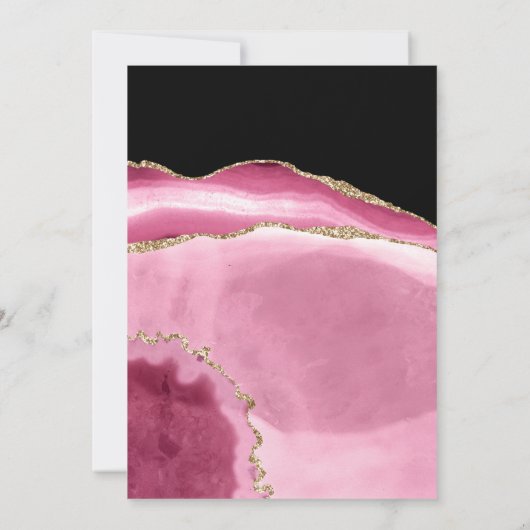Rosa & Gold Agate Virtual Birthday Einladung (Rückseite)