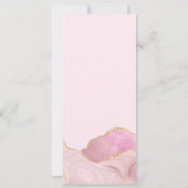Rosa & Gold Agate Wedding Menü Card Einladung (Rückseite)