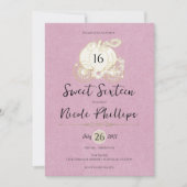 Rosa Gold Aschenputtel Kutsche Sweet 16 Party Einladung (Vorderseite)