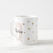 Rosa Gold ästhetische Monagram Name mit Herz Kaffeetasse (Vorderseite Links)