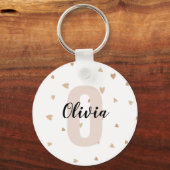 Rosa Gold ästhetische Monagram Name mit Herz Schlüsselanhänger (Rückseite)