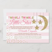 Rosa Gold Baby Dusche Einladung kleine Sterne (Vorderseite)