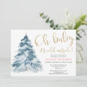 Rosa Gold Baby Es ist kalt Außendusche Einladung (Stehend Vorderseite)